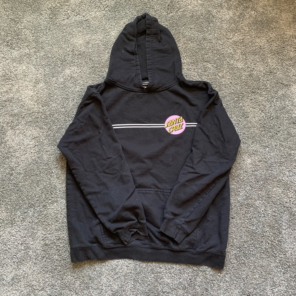 Youth X-Large black Santa Cruz hooded sweatshirt.